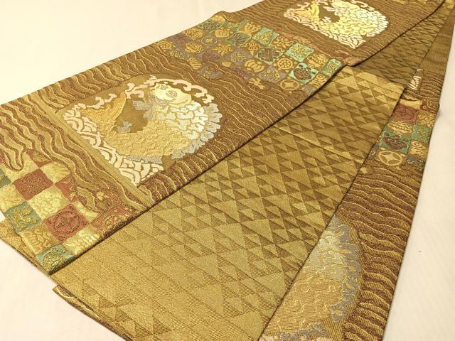 平和屋着物●銀座きしや　六通柄袋帯　荒磯　金銀糸　正絹　逸品　CABM3010vp