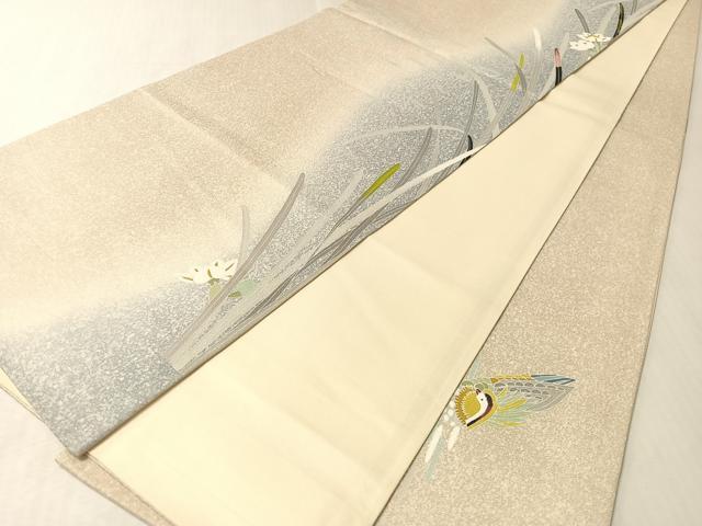 平和屋着物●六通柄袋帯　鴛鴦花文　金通し地　正絹　逸品　CABM3013vp