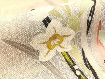 平和屋着物●六通柄袋帯　鴛鴦花文　金通し地　正絹　逸品　CABM3013vp