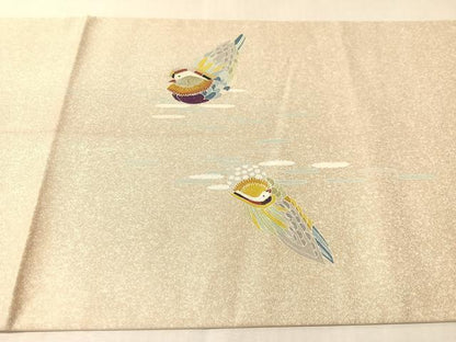 平和屋着物●六通柄袋帯　鴛鴦花文　金通し地　正絹　逸品　CABM3013vp