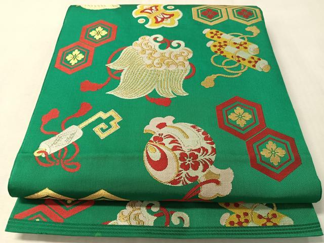 平和屋着物●西陣　川島織物　六通柄　本袋帯　宝尽し　金糸　正絹　逸品　CABM3014vp