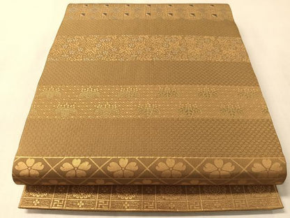 平和屋着物●西新　川島織物　全通柄　本袋帯　横段花文　金糸　正絹　逸品　CABM3016vp