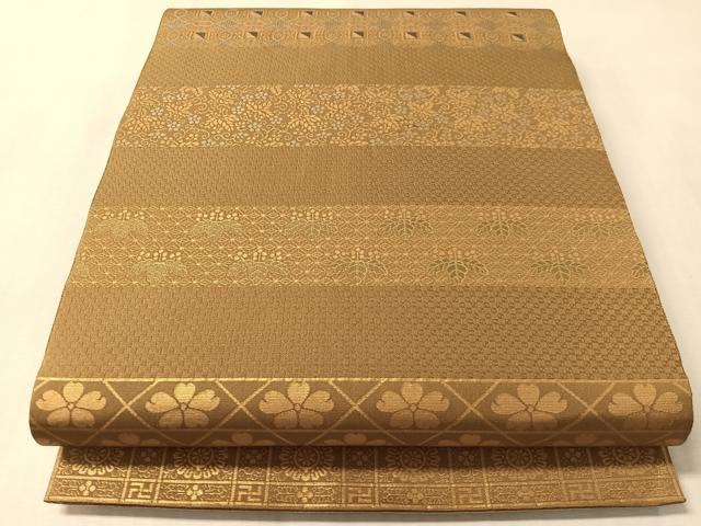 平和屋着物●西新　川島織物　全通柄　本袋帯　横段花文　金糸　正絹　逸品　CABM3016vp