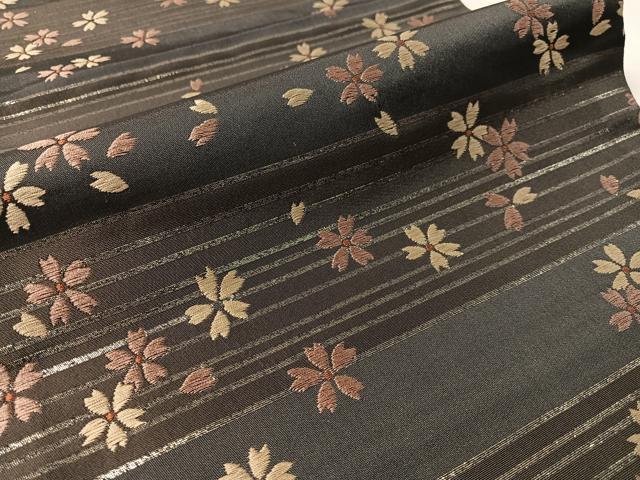 平和屋着物●撫松庵　六通柄　京袋帯　唐織　横段舞桜　銀糸　たとう紙付き　CABM3018vp