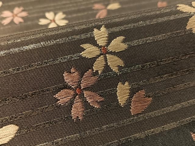 平和屋着物●撫松庵　六通柄　京袋帯　唐織　横段舞桜　銀糸　たとう紙付き　CABM3018vp