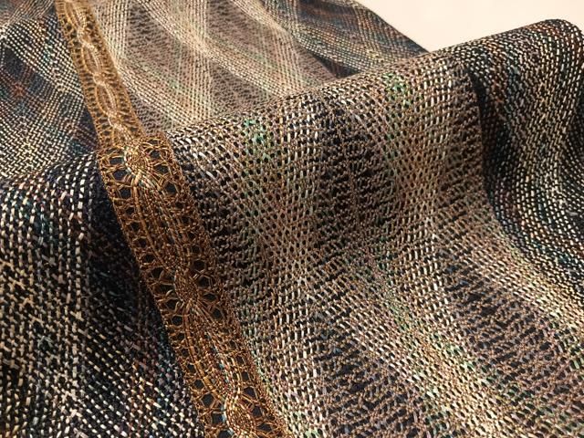 平和屋着物●全通柄　リボン織　間道　金糸　袋帯　正絹　逸品　CABM3021vp