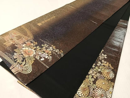 平和屋着物●太鼓柄袋帯　作家物　浩史高蒔絵　金銀彩　引箔　正絹　逸品　CABM3022vp