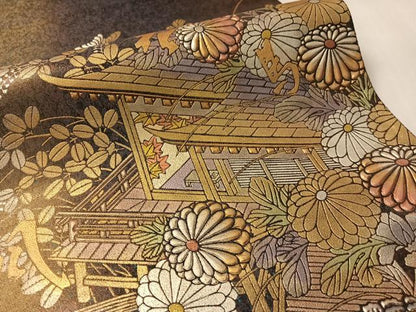 平和屋着物●太鼓柄袋帯　作家物　浩史高蒔絵　金銀彩　引箔　正絹　逸品　CABM3022vp