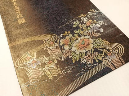平和屋着物●太鼓柄袋帯　作家物　浩史高蒔絵　金銀彩　引箔　正絹　逸品　CABM3022vp