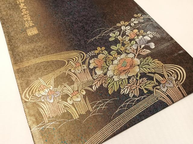 平和屋着物●太鼓柄袋帯　作家物　浩史高蒔絵　金銀彩　引箔　正絹　逸品　CABM3022vp