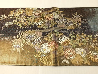平和屋着物●太鼓柄袋帯　作家物　浩史高蒔絵　金銀彩　引箔　正絹　逸品　CABM3022vp