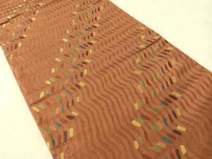 平和屋着物●六通柄袋帯　よろけ縞　吉祥文　正絹　逸品　未使用　CABM3026vp