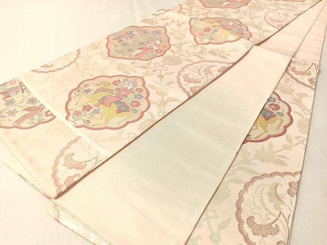 平和屋着物●六通柄　本袋帯　人物文　金糸　正絹　逸品　未使用　CABM3032vp