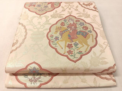 平和屋着物●六通柄　本袋帯　人物文　金糸　正絹　逸品　未使用　CABM3032vp
