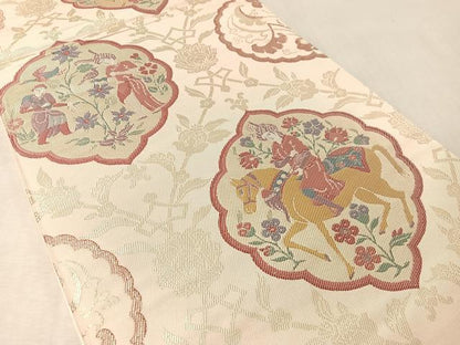 平和屋着物●六通柄　本袋帯　人物文　金糸　正絹　逸品　未使用　CABM3032vp