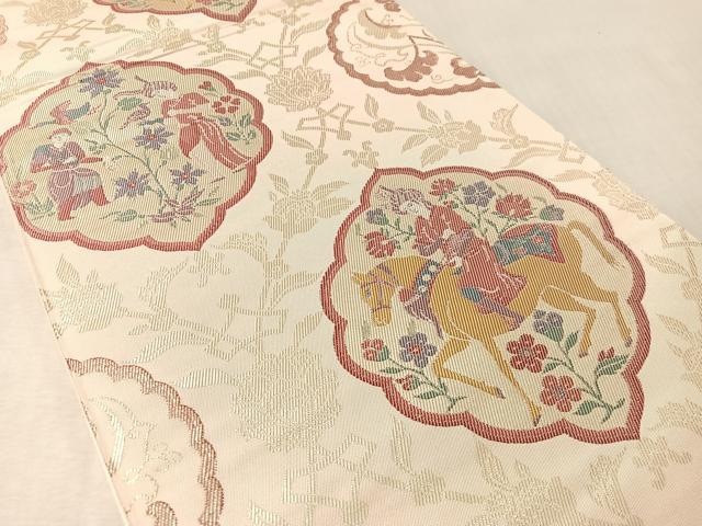平和屋着物●六通柄　本袋帯　人物文　金糸　正絹　逸品　未使用　CABM3032vp