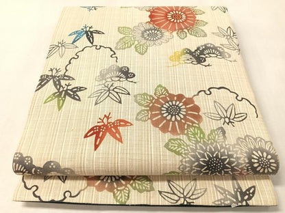 平和屋着物●全通柄　京袋帯　型染め　三勝謹製　三勝染　雪輪花文　綿　逸品　CABM3034vp