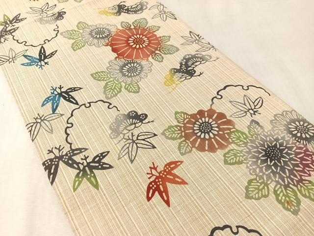 平和屋着物●全通柄　京袋帯　型染め　三勝謹製　三勝染　雪輪花文　綿　逸品　CABM3034vp