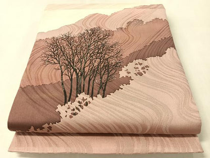 平和屋着物●本加賀友禅作家　石田巳代治　太鼓柄袋帯　手描き　草木文　銀彩　正絹　逸品　CABM3038vp