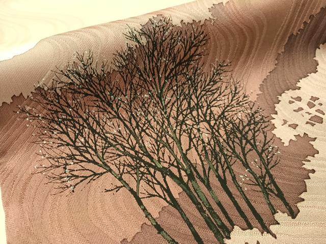 平和屋着物●本加賀友禅作家　石田巳代治　太鼓柄袋帯　手描き　草木文　銀彩　正絹　逸品　CABM3038vp