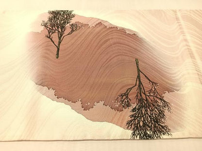 平和屋着物●本加賀友禅作家　石田巳代治　太鼓柄袋帯　手描き　草木文　銀彩　正絹　逸品　CABM3038vp