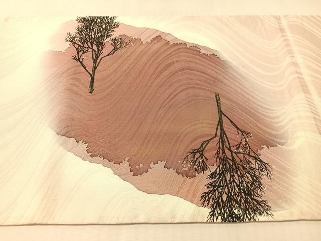 平和屋着物●本加賀友禅作家　石田巳代治　太鼓柄袋帯　手描き　草木文　銀彩　正絹　逸品　CABM3038vp