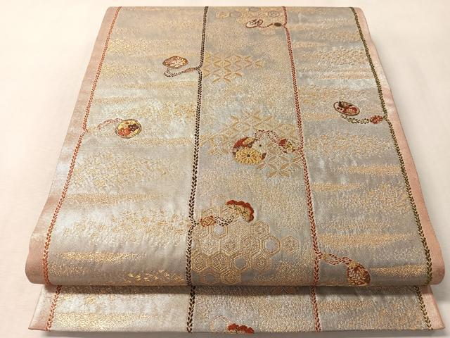 平和屋着物●西陣の名門　加納幸謹製　六通柄袋帯　唐織　漆紐蒔絵　金銀糸　正絹　逸品　未使用　CABM3039vp
