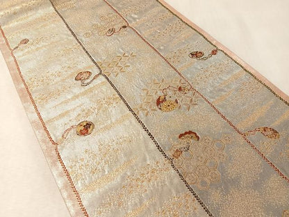 平和屋着物●西陣の名門　加納幸謹製　六通柄袋帯　唐織　漆紐蒔絵　金銀糸　正絹　逸品　未使用　CABM3039vp