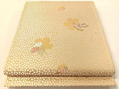 平和屋着物●六通柄袋帯　唐織　木履下駄　櫛　舞桜　金糸　さが美扱い　正絹　逸品　CABM3041vp