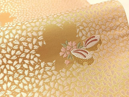 平和屋着物●六通柄袋帯　唐織　木履下駄　櫛　舞桜　金糸　さが美扱い　正絹　逸品　CABM3041vp