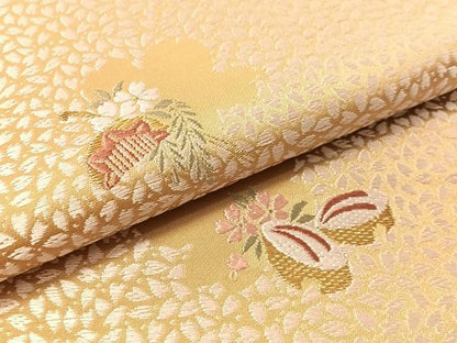 平和屋着物●六通柄袋帯　唐織　木履下駄　櫛　舞桜　金糸　さが美扱い　正絹　逸品　CABM3041vp