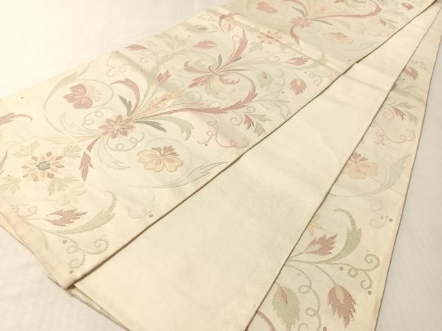 平和屋着物●六通柄　本袋帯　花唐草文　金糸　正絹　逸品　CABM3046vp