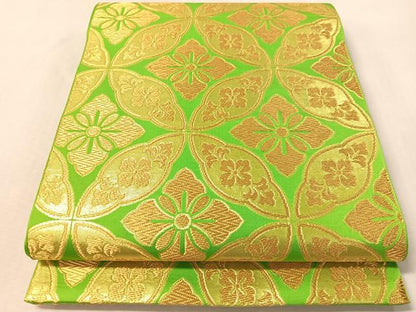 平和屋着物●西陣　川島織物　六通柄　本袋帯　七宝花文　金糸　正絹　逸品　CABM3048vp
