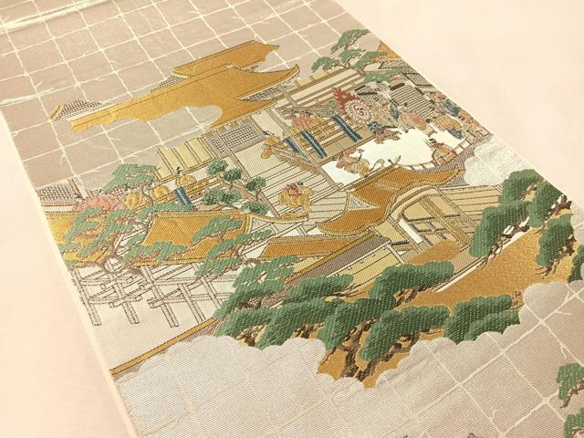 平和屋着物●西陣　川島織物　プラチナ　六通柄　本袋帯　源氏物語絵図　正絹　逸品　CABM3054vp