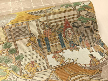 平和屋着物●西陣　川島織物　プラチナ　六通柄　本袋帯　源氏物語絵図　正絹　逸品　CABM3054vp