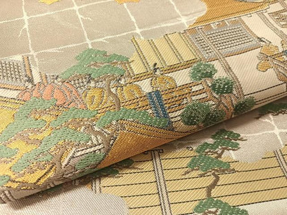 平和屋着物●西陣　川島織物　プラチナ　六通柄　本袋帯　源氏物語絵図　正絹　逸品　CABM3054vp