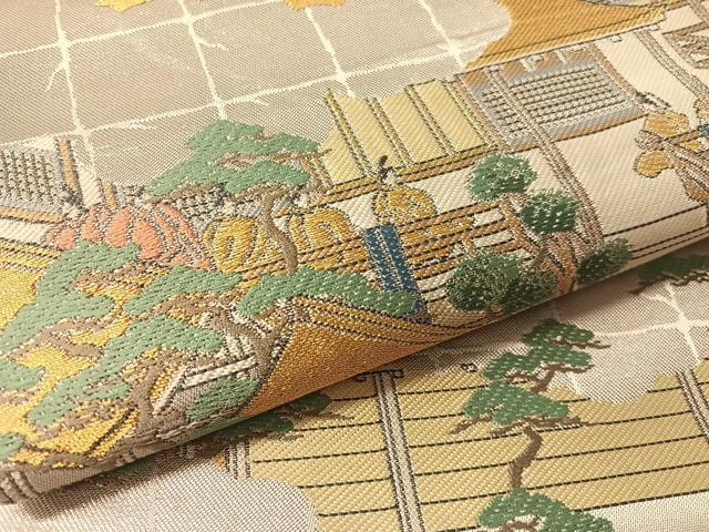 平和屋着物●西陣　川島織物　プラチナ　六通柄　本袋帯　源氏物語絵図　正絹　逸品　CABM3054vp