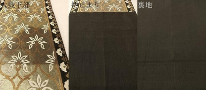 平和屋着物●西陣　川島織物　六通柄　本袋帯　花間道　黒地　金糸　正絹　逸品　CABM3056vp