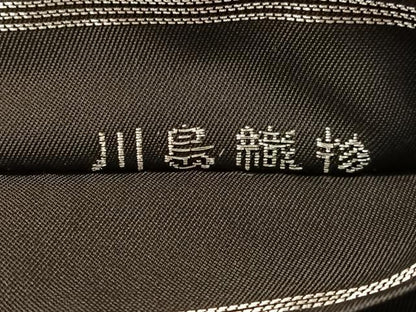 平和屋着物●西陣　川島織物　六通柄　本袋帯　幾何学文　黒地　銀糸　正絹　逸品　CABM3057vp