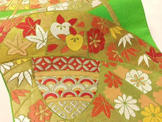 平和屋着物●西陣　川島織物　六通柄　本袋帯　唐織　番傘花文　金銀糸　正絹　逸品　CABM3061vp