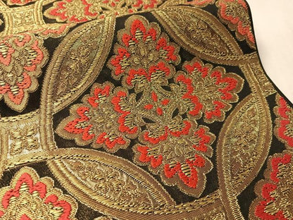 平和屋着物●西陣　川島織物　六通柄　本袋帯　七宝花文　黒地　金糸　正絹　逸品　CABM3063vp