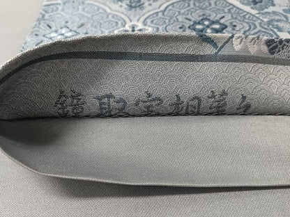 平和屋着物●西陣　六通柄袋帯　本藍　鏡取宝相華文　反端付き　さが美扱い　正絹　逸品　未使用　CABM3065vp