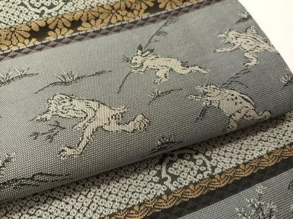 平和屋着物●全通柄袋帯　遊織紹巴　鳥獣戯画　三越扱い　正絹　逸品　CABM3068vp