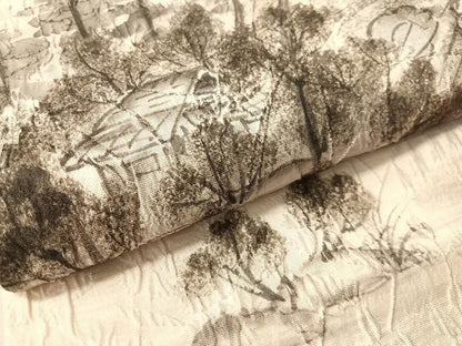 平和屋着物●六通柄袋帯　手描き　ふくれ織　風景文　正絹　逸品　CABM3070vp