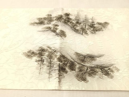 平和屋着物●六通柄袋帯　手描き　ふくれ織　風景文　正絹　逸品　CABM3070vp