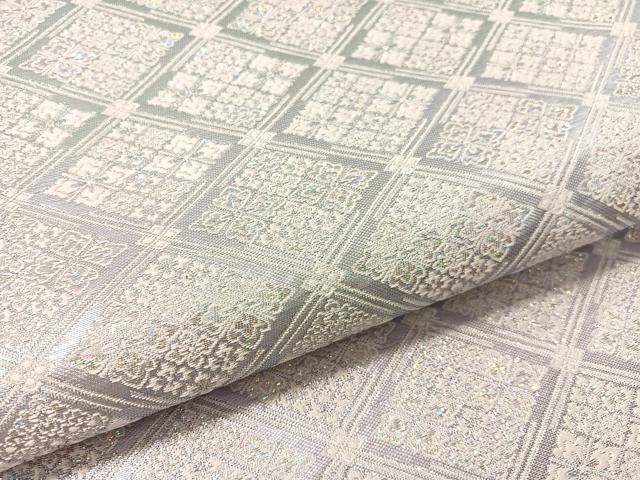 平和屋着物●六通柄袋帯　菱吉祥花文　ラメ糸　正絹　逸品　未使用　CABM3071vp