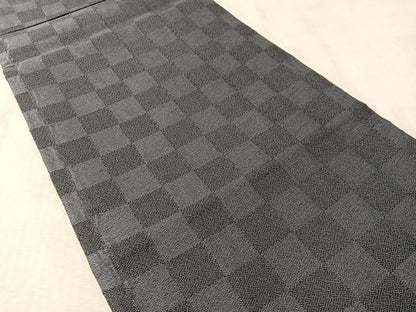 平和屋着物●染織デザイナー　堀口無月 　MUGETSU　チュール織　両面　全通柄袋帯　幾何学間道　正絹　逸品　未使用　CABM3072vp