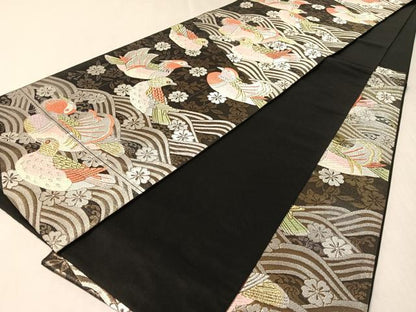 平和屋着物●西陣の名門　本家加納　六通柄袋帯　唐織　鴛鴦枝垂れ花文　金銀糸　正絹　逸品　CABM3084vp