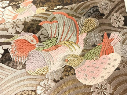 平和屋着物●西陣の名門　本家加納　六通柄袋帯　唐織　鴛鴦枝垂れ花文　金銀糸　正絹　逸品　CABM3084vp