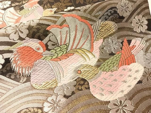 平和屋着物●西陣の名門　本家加納　六通柄袋帯　唐織　鴛鴦枝垂れ花文　金銀糸　正絹　逸品　CABM3084vp